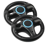 ameego Steering Wheel Design Stand Mario Kart Racing Game Steering Wheel Stand For Wii Game Controller 2PCS (Black)