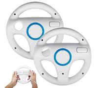 ameego Steering Wheel Design Stand Mario Kart Racing Game Steering Wheel Stand For Wii Game Controller 2PCS (White)