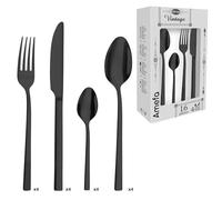 Amefa Set Posate Square, 16 Pezzi, Acciao Inox, Effetto Colore Nero - nero acciaio inox 3206130