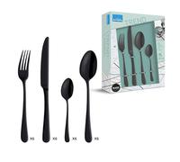 Amefa AUSTIN NERO | Set di posate da 24 pezzi | Set di posate nere raffinate in PVD | servizio da tavola colorato in acciaio inox 18/0 | posate da 6 persone | posate nere lavabili in lavastoviglie