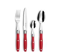 Amefa Comptoir Servizio Posate 24 Pezzi, Acciaio Inox, Manico Rosso