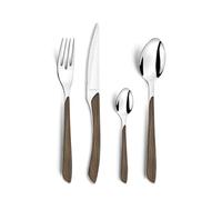 Amefa - Eclat Nature - Set di posate in acciaio inox da 24 pezzi con manico in ABS effetto legno scuro