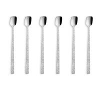 Amefa Felicity, set di 6 cucchiai per latte macchiato e long drink, cucchiai lunghi martellati, cucchiai di alta qualità, design martellato, posate in acciaio inox 18/0, lavabili in lavastoviglie