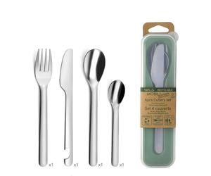 Amefa Mobil'Pocket Set di 4 Posate nomadi, Acciaio Inossidabile