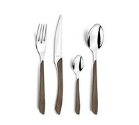 Amefa - Eclat Nature - Set di posate in acciaio inox da 24 pezzi con manico in ABS effetto legno scuro