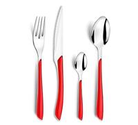 Amefa - Servizio di posate multiuso, Serie: Eclat, in cofanetto, Acciaio Inox ABS SAN, rosso, Ménagère 32 couverts pour 8 personnes