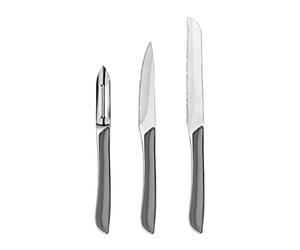 Amefa - Set de 3 couteaux de cuisine - Couteau office, éplucheur et couteau petits-légumes - Eclat - Acier inoxydable 13 C, Finition Brillante - Gris