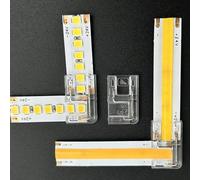 Amefil 2 Pin 8mm COB LED Light Strip Connectors20Pcs L Shape, Gapless Solderless Clear Connector Strip to Strip LED Corner Connectors for SMD COB 5050 LED High Density Strip Lights