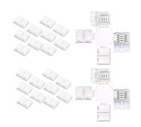 Amefil 5 connettori a forma di X per striscia luminosa a LED, adatti per strisce luminose a 4 pin da 8 mm di larghezza con 20 clip, connettori wireless a LED senza saldatura