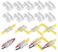 Amefil Connettore luminoso striscia a 2 pin 10mm con 20 pacchetti di striscia luminosa a nastro COB LED per striscia a filo connettore saldato