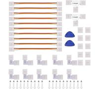 Amefil Connettore per striscia LED a 3 pin, il kit include connettore angolare LED da 10 mm per controller WS2811 WS2812, connettore cordless e T, striscia e cavo patch