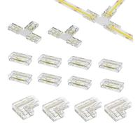 Amefil Connettore per striscia LED COB a 2 pin, 10 mm, senza saldatura o lacune, connettore angolare a forma di T, adatto per strisce LED COB monocromatiche