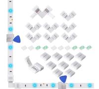Amefil Connettori LED da 8 mm 4 pin RGB 8X L connettore angolare a forma di L, 10 terminali adattatori per strisce LED multicolore 3528 2835 12 V 24 V