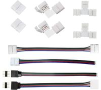 Amefil led Strip connectors for Strip Lights 4pin 8mm L/T Corner Connector,Strip to Power Adaptor,Strip to Controller Jumper for 5050 led Light connectors (4pin)