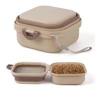 AMEITECH Ciotola pieghevole con coperchi, portatile per cani, passeggiate, parcheggio, campeggio, soluzione 2 in 1 per l'alimentazione