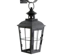 amelex 67 Lanterna da parete, design nostalgico con supporto da parete, metallo laccato nero opaco, 4 vetri, chiusura in filigrana senza candele