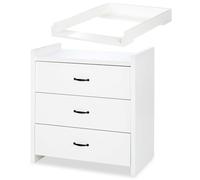 AMELIA - Cassettiera per bambini, con fasciatoio rimovibile e 3 cassetti, colore: Bianco