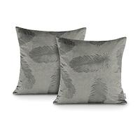 AmeliaHome 2 federe 45 x 45 cm, con chiusura lampo, effetto velluto, motivo pavone, colore: grigio