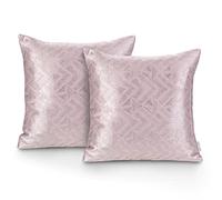 AmeliaHome 2 federe 45 x 45 cm, con chiusura lampo, geometrica, glamour Velvet Navia rosa antico argento