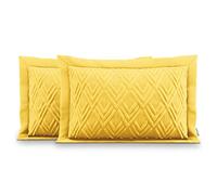 AmeliaHome 2 federe double face ultrasonic trapuntate 50 x 70 cm, colore giallo Ophelia