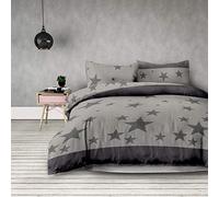 AmeliaHome Basic Collection Stardust Sterne - Copripiumino in Microfibra con Chiusura Lampo, Colore: Grigio Antracite, Microfibra, Stardust, 135x200 + 80x80