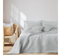 AmeliaHome Copriletto 240 x 260 cm, copriletto double face, in poliestere Ophelia argento