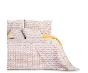 AmeliaHome Copriletto 240 x 260 cm, double face, facile da pulire, motivo piante folcloristiche, giallo, bianco, arancione, Folky