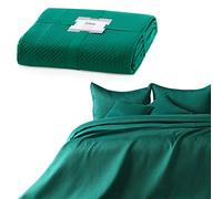 AmeliaHome Copriletto 240 x 260 cm, verde scuro, copriletto double-face, in rilievo opaco, satinato, Carmen