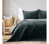 AmeliaHome Copriletto 260 x 280 cm Antracite Argento Trapuntato Double Face Velluto Laila