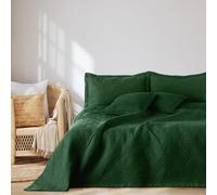 AmeliaHome Copriletto 260 x 280 cm double face Ultrasonic Trapuntatura Poliestere Ophelia Verde Scuro