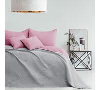 AmeliaHome Copriletto rosa grigio 200 x 220 copriletto double face Ultrasonic trapuntatura poliestere softa