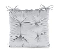 AmeliaHome Cuscino per sedia con nastri, 40 x 40 cm, in velluto, effetto velluto, Aleksa argento