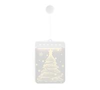 AmeliaHome Decorazione per finestra a LED, in acrilico, a batteria, decorazione natalizia, rettangolare, albero di Natale