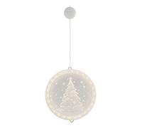 AmeliaHome Decorazione per finestra a LED, in acrilico, a batteria, decorazione natalizia, rotonda, albero di Natale