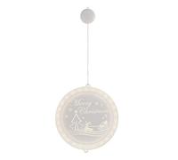 AmeliaHome Decorazione per finestra a LED, in acrilico, a batteria, decorazione natalizia, rotonda, Merry Christmas