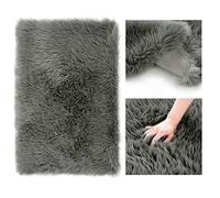 AmeliaHome Dokka - Tappeto in pelliccia di agnello, rettangolare, 60 x 90 cm, colore: antracite