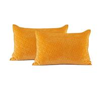 AmeliaHome Federe in Velluto, Poliestere, Giallo Laila, 2 Kissenbezüge 50x70 cm, 2 unità