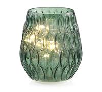 AmeliaHome Luci decorative a LED in vetro, illuminazione d'atmosfera in vetro Madrid, colore verde bottiglia