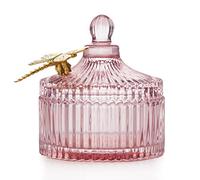 AmeliaHome Scatola portaoggetti con coperchio Organizer in vetro scatola cosmetica libellula 10,5 x 11,9 cm Dragonfly rosa cipria