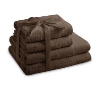 AmeliaHome Set di 2 asciugamani marrone, 50 x 100 cm e 2 teli doccia 70 x 140 cm, 100% cotone, assorbenti, cioccolato, Amari
