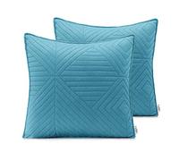AmeliaHome Set di 2 federe 45 x 45 cm, colore blu/grigio
