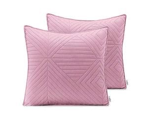 AmeliaHome Set di 2 federe 45 x 45 cm, colore rosa e grigio, trapuntatura in poliestere Softa