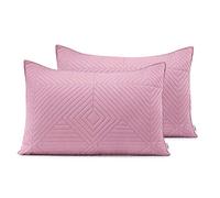 AmeliaHome Set di 2 federe 50 x 70 cm, colore rosa e grigio, trapuntatura Ultrasonic, poliestere Softa