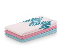 AmeliaHome Set di 3 strofinacci da cucina in cotone, 50 x 70 cm, motivo foglie, colore: Rosa