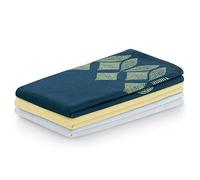 AmeliaHome Set di 3 strofinacci in cotone, 50 x 70 cm, motivo geometrico, Letty, azzurro, blu scuro, giallo