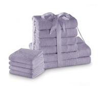 AmeliaHome Set di 4 asciugamani per ospiti, 30 x 50 cm, 4 asciugamani 50 x 100 cm e 2 teli doccia 70 x 140 cm, 100% cotone, assorbenti, viola Amari