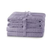 AmeliaHome Set di 4 asciugamani viola 50 x 100 cm e 2 teli doccia 70 x 140 cm 100% cotone qualità assorbente Viola Amari