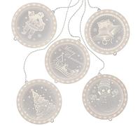 AmeliaHome Set di 5 luci a LED con ciondolo in acrilico, con USB, decorazioni natalizie, rotonde