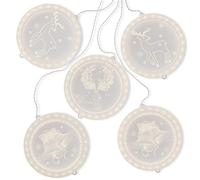 AmeliaHome Set di 5 luci a LED per finestre con ciondolo in acrilico, con USB, decorazione natalizia rotonda