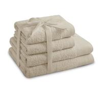 AmeliaHome Set di asciugamani beige 2 asciugamani 50 x 100 cm e 2 teli doccia 70 x 140 cm, 100% cotone assorbenti cappuccino Amari